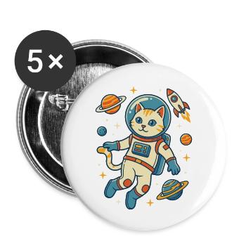 Astronaut cat in space - Buttons small 1''/25 mm (5-pack) - white - Front