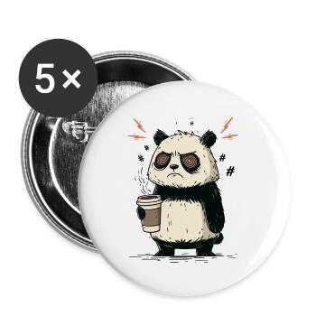 Coffee Stress Panda - Buttons small 1''/25 mm (5-pack) - white - Front