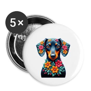 Dackel Dachshund Tekel - Buttons klein 25 mm (5er Pack) - Weiß - Vorne