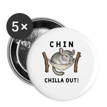 Chinchilla Chin ChillaOut Humor - Buttons klein 25 mm (5er Pack) - Weiß - Vorne