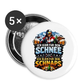 Tenue après Ski Party - Lot de 5 petits badges (25 mm) - blanc - Devant