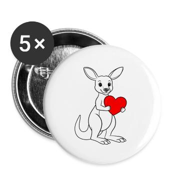 Kangourou blanc au cœur rouge - Lot de 5 petits badges (25 mm) - blanc - Devant