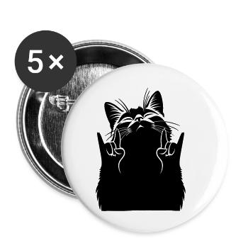 Chat Métallique – Silhouette du signe de main de la pierre - Lot de 5 petits badges (25 mm) - blanc - Devant
