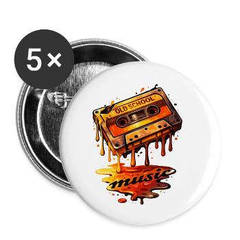 Schmelzende Oldschool Kassette Illustration  - Buttons klein 25 mm (5er Pack) - Weiß - Vorne