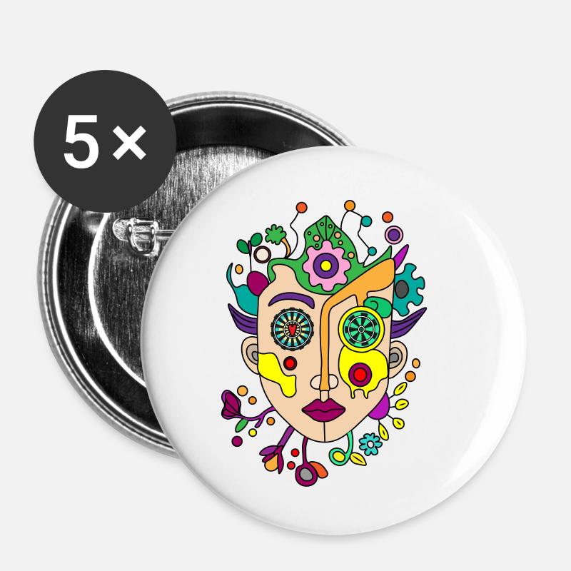 Kaleidoscopic split face - Buttons small 1''/25 mm (5-pack) - white