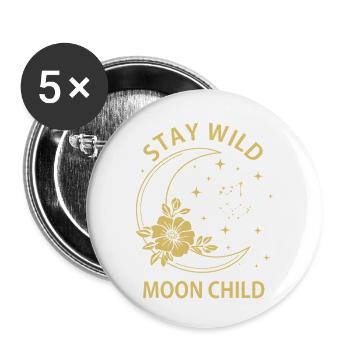 Bleib wilder Mond, Kind - Buttons klein 25 mm (5er Pack) - Weiß - Vorne