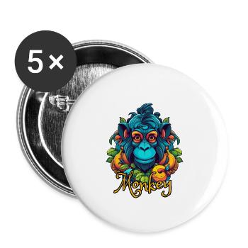 Neon-Tropenaffe Kopf - Buttons klein 25 mm (5er Pack) - Weiß - Vorne