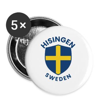 Hisingen Schweden-Wappen - Buttons klein 25 mm (5er Pack) - Weiß - Vorne