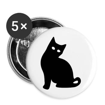 Katze Silhouette schwarz Geschenk Katzenliebhaber - Buttons klein 25 mm (5er Pack) - Weiß - Vorne