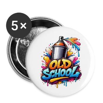Old School Graffiti Spray Burst - Buttons small 1''/25 mm (5-pack) - white - Front