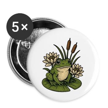 Frosch am Seerosenteich - Buttons klein 25 mm (5er Pack) - Weiß - Vorne