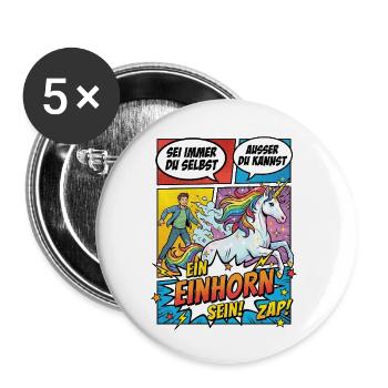 Unicorn power in pop comics - Buttons small 1''/25 mm (5-pack) - white - Front