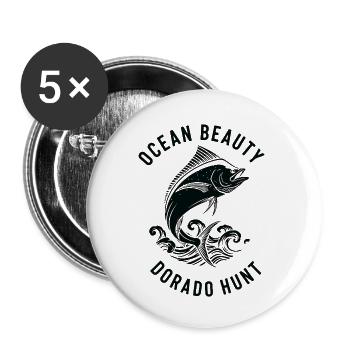 Pêche Mer Dorado - Lot de 5 petits badges (25 mm) - blanc - Devant