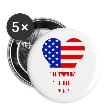 Cœur Drapeau Américain Bleu Rouge - Lot de 5 petits badges (25 mm) - blanc - Devant