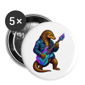 Pangolin with jacket and neon electric guitar - Buttons small 1''/25 mm (5-pack) - white - Front