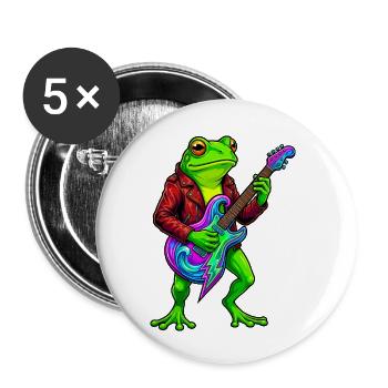 Frog with jacket and neon electric guitar - Buttons small 1''/25 mm (5-pack) - white - Front