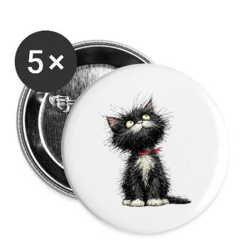 Chat ta journée - Lot de 5 petits badges (25 mm) - blanc - Devant