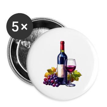 Rotwein / Wein - Buttons klein 25 mm (5er Pack) - Weiß - Vorne
