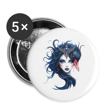 Blaue Königin mit Schwan - Buttons klein 25 mm (5er Pack) - Weiß - Vorne