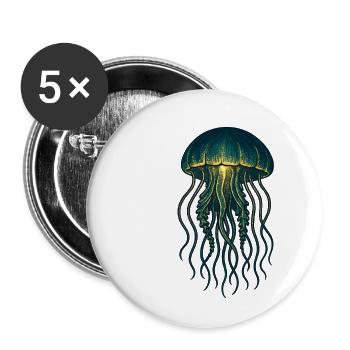 Leuchtende Qualle Neon-Traum - Buttons klein 25 mm (5er Pack) - Weiß - Vorne