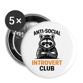 Introvertierter Waschbärclub-Hoodie - Buttons klein 25 mm (5er Pack) - Weiß - Vorne