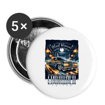 Street Dream Lowrider-Nächte - Buttons klein 25 mm (5er Pack) - Weiß - Vorne