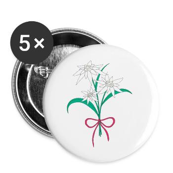Die Alm grüßt - Buttons klein 25 mm (5er Pack) - Weiß - Vorne