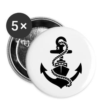 Anker Seil Maritim Silhouette - Buttons klein 25 mm (5er Pack) - Weiß - Vorne