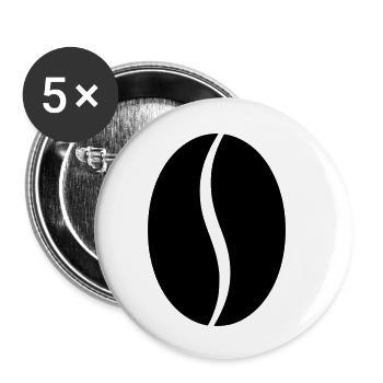 Kaffeebohne Bohne Silhouette - Buttons klein 25 mm (5er Pack) - Weiß - Vorne