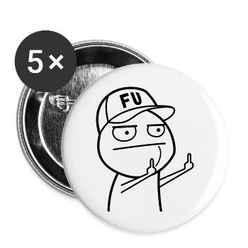 FU Meme avec casquette de baseball (couleur changeable) - Lot de 5 petits badges (25 mm) - blanc - Devant