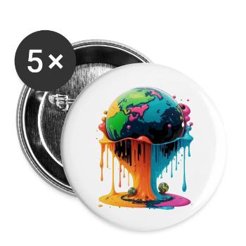 Globe - Earth - Globe - Buttons small 1''/25 mm (5-pack) - white - Front