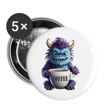 Kaffeemonster  - Koffein Zombie - Morgenmuffel - Buttons klein 25 mm (5er Pack) - Weiß - Vorne