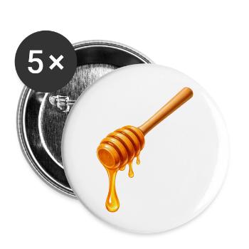 Honiglöffel mit tropfendem Honig Illustration  - Buttons klein 25 mm (5er Pack) - Weiß - Vorne