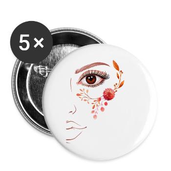 Boho Line Art Floral Design - Buttons klein 25 mm (5er Pack) - Weiß - Vorne