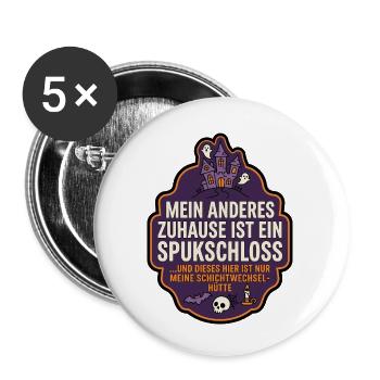 Spukschloss Zuhause lustiger Spruch - Buttons klein 25 mm (5er Pack) - Weiß - Vorne