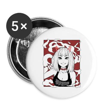 Anime Devil Girl Goth Design - Buttons small 1''/25 mm (5-pack) - white - Front