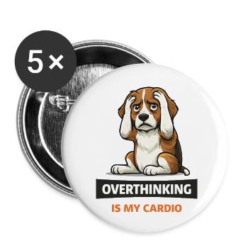 Überdenken ist mein Cardio-Hund - Buttons klein 25 mm (5er Pack) - Weiß - Vorne