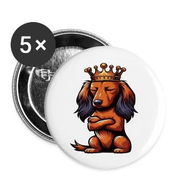 Long-haired Dachshund Dachshund Holder Dachshund Tekkel - Buttons small 1''/25 mm (5-pack) - white - Front