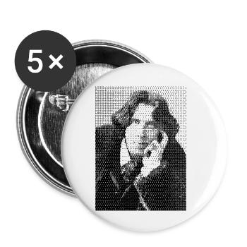 Oscar Wilde halftone portrait - Buttons small 1''/25 mm (5-pack) - white - Front