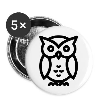 Eule - Buttons klein 25 mm (5er Pack) - Weiß - Vorne