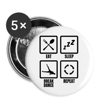 Breakdancer Tagesablauf - Buttons klein 25 mm (5er Pack) - Weiß - Vorne