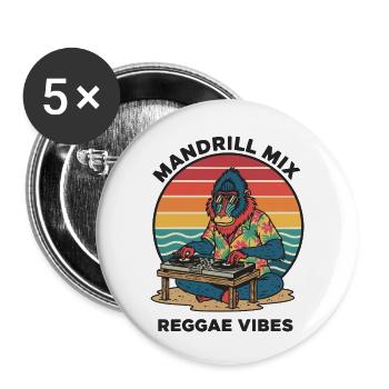 Mandrill DJ Reggae Vibes Retro - Buttons small 1''/25 mm (5-pack) - white - Front
