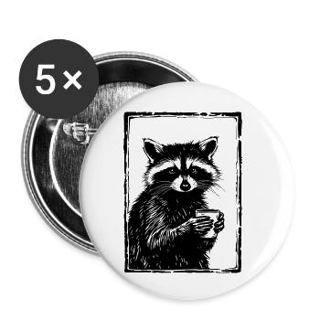 Barista Raccoon - Lot de 5 petits badges (25 mm) - blanc - Devant