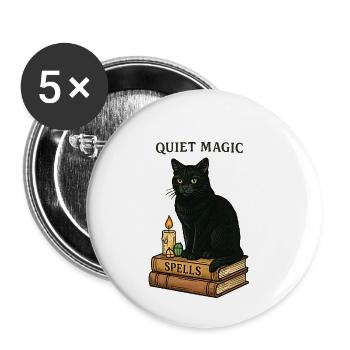 Leise Magie: Katzenspells - Buttons klein 25 mm (5er Pack) - Weiß - Vorne