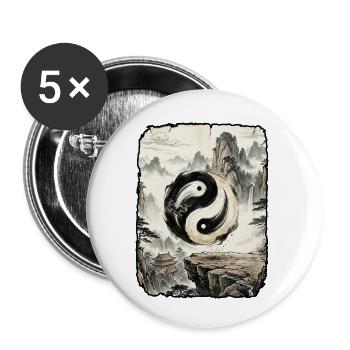 Yin und Yang Geist - Lot de 5 petits badges (25 mm) - blanc - Devant