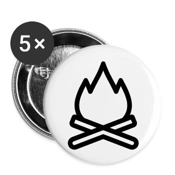 feu de camp - Lot de 5 petits badges (25 mm) - blanc - Devant