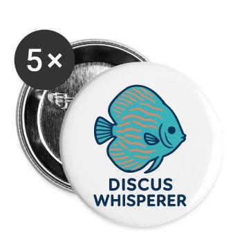Passionate about Blue and Orange Discus Fish - Buttons small 1''/25 mm (5-pack) - white - Front