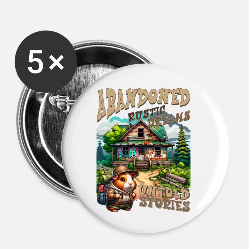 Untold Stories: Rustic Cabin - Buttons small 1''/25 mm (5-pack) - white