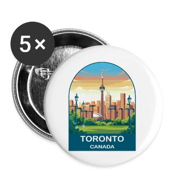 Toronto Canada Affiche de voyage de la Skyline de la tour CN - Lot de 5 petits badges (25 mm) - blanc - Devant