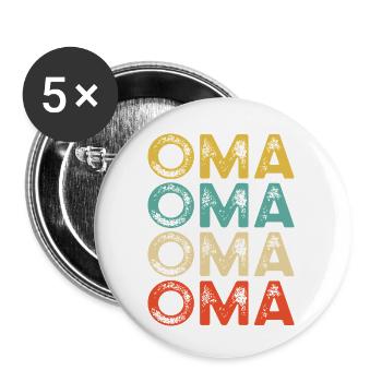 Oma Farbblock Typo – Retro Distressed - Buttons klein 25 mm (5er Pack) - Weiß - Vorne